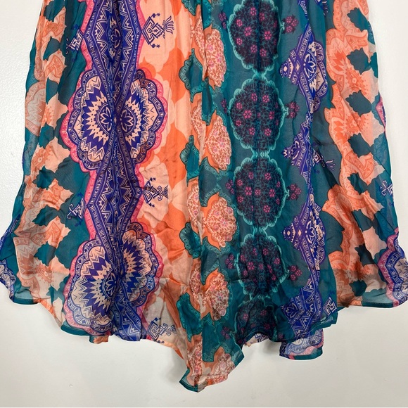 HD Paris Mandara Silk Skirt Medium Asymmetrical Boho Beachy Festival Colorful - Picture 3 of 8